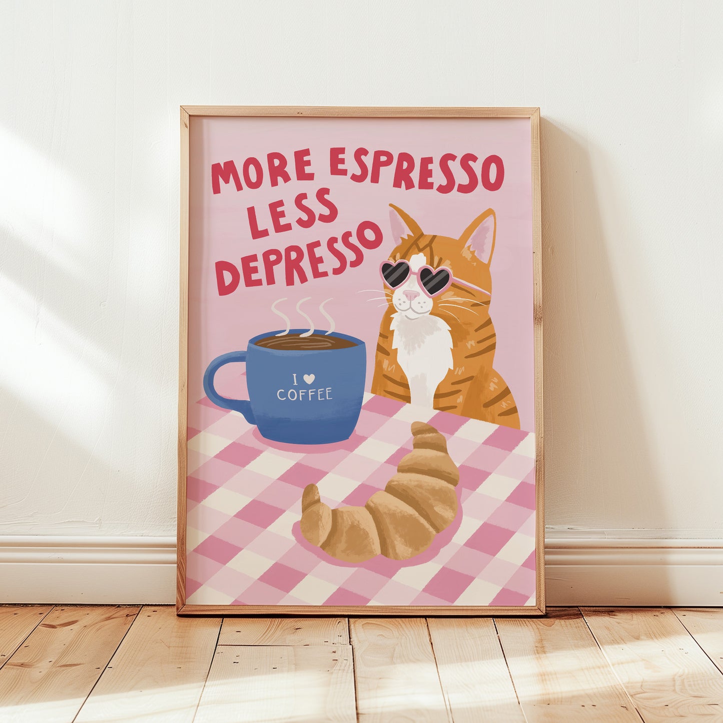 More Espresso Less Depresso Cat Print