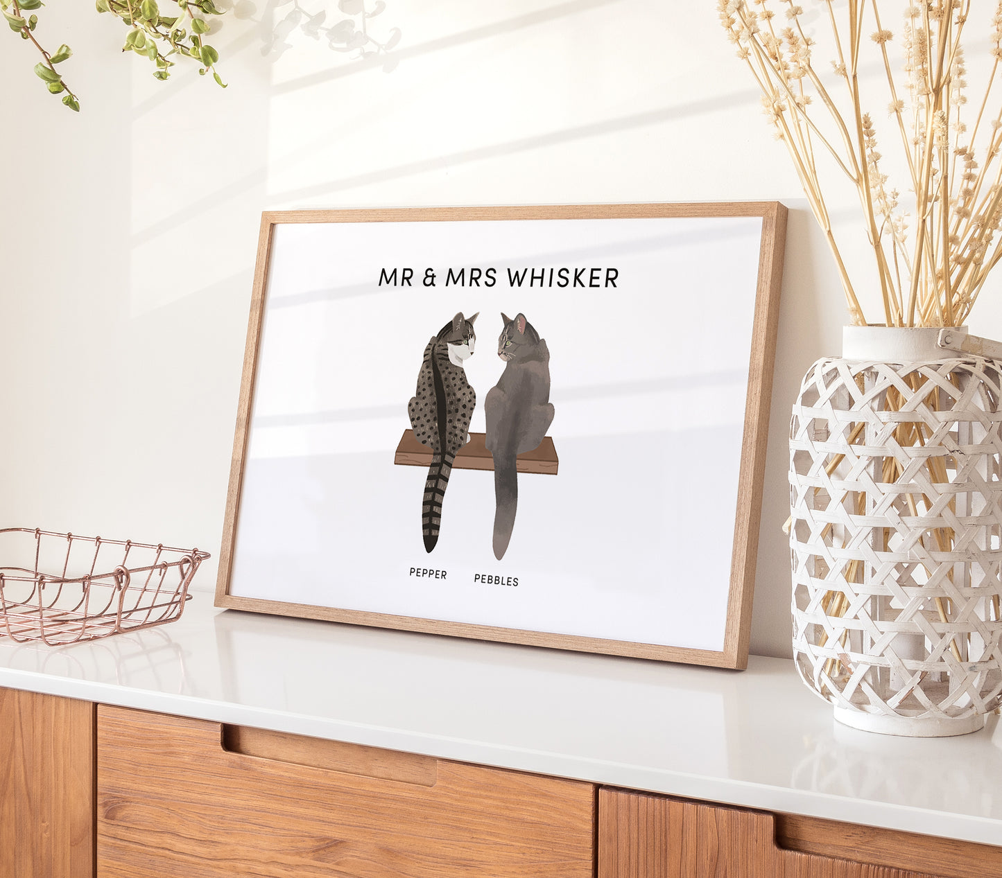 Personalised Cats on a Shelf Print (unframed)