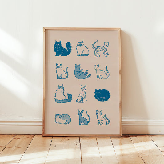 Cat Breeds Collage Art Print (Unframed)