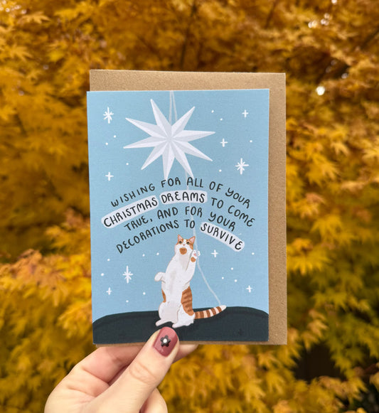 Christmas Dreams Cat Greetings Card