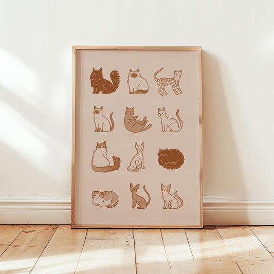 Cat Breeds Collage Art Print (Unframed)