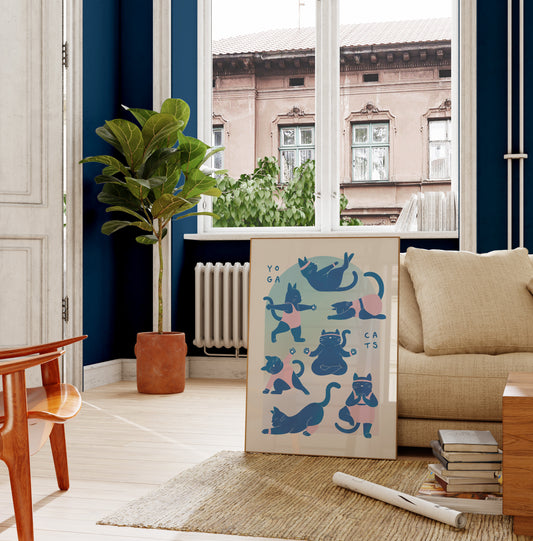 Minimalist Cat Yoga Art Print (unframed)