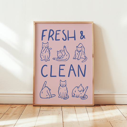 Fresh & Clean Cat Bathroom Print