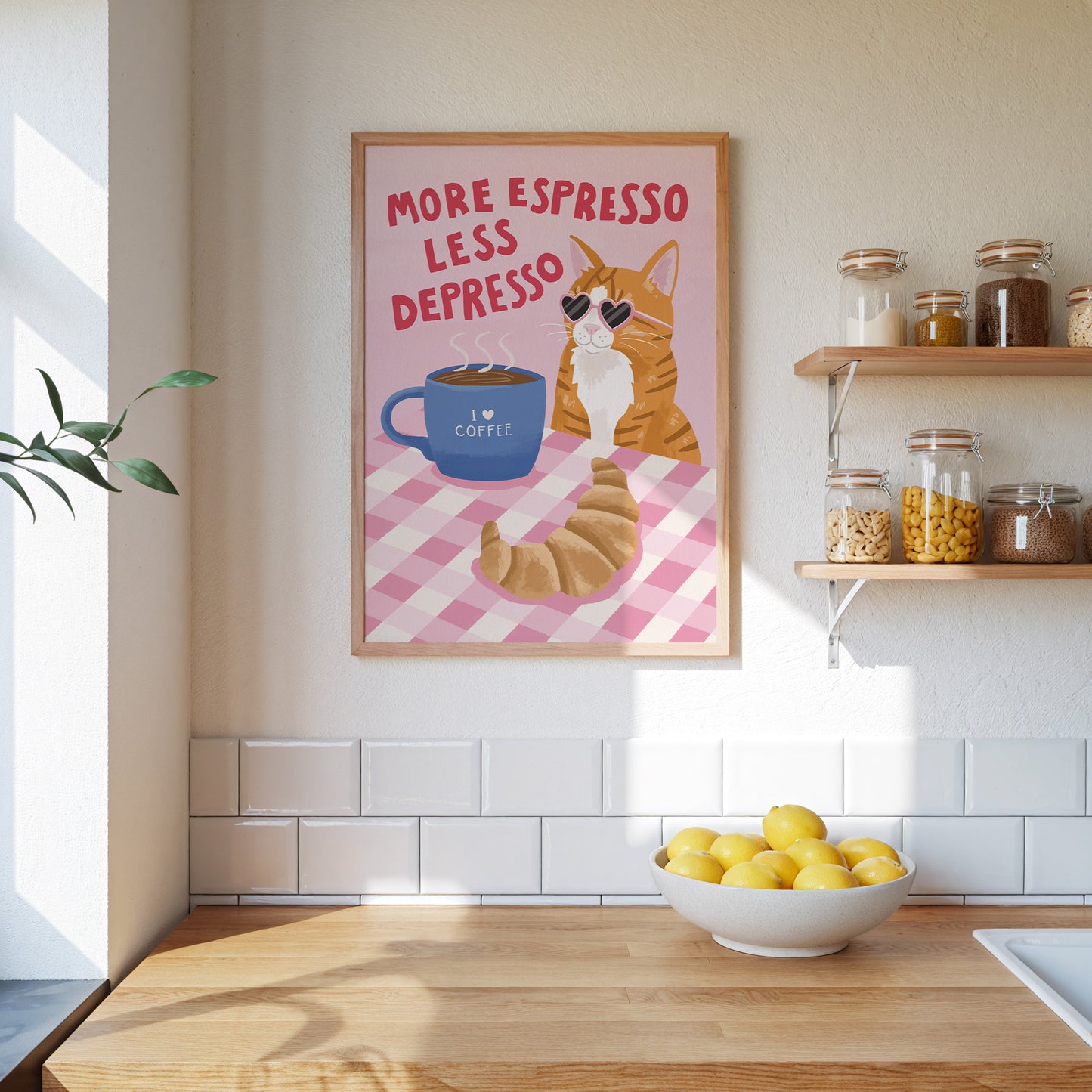 More Espresso Less Depresso Cat Print