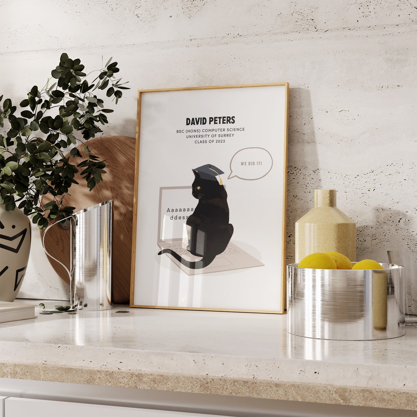 Personalised Graduation Cat Print (unframed)