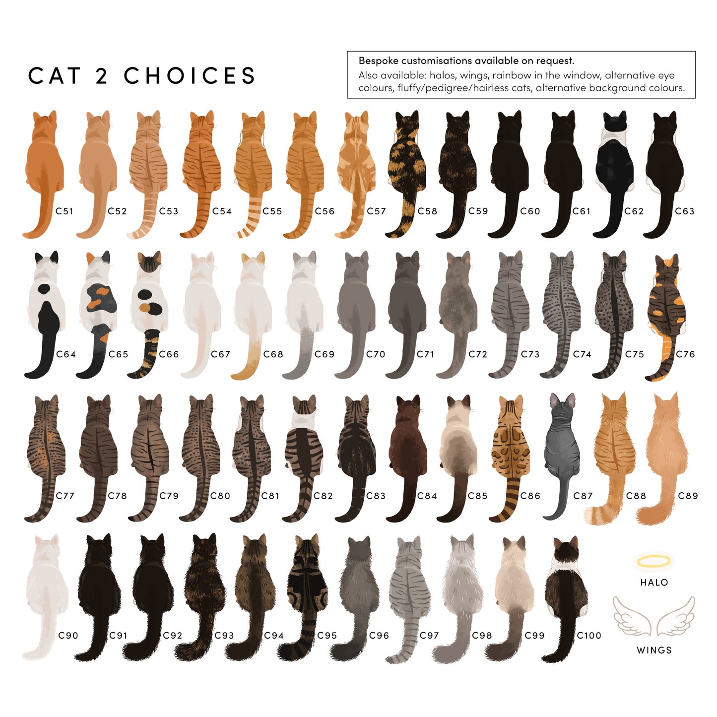 Personalised Cats Sitting on the Moon Print (unframed)