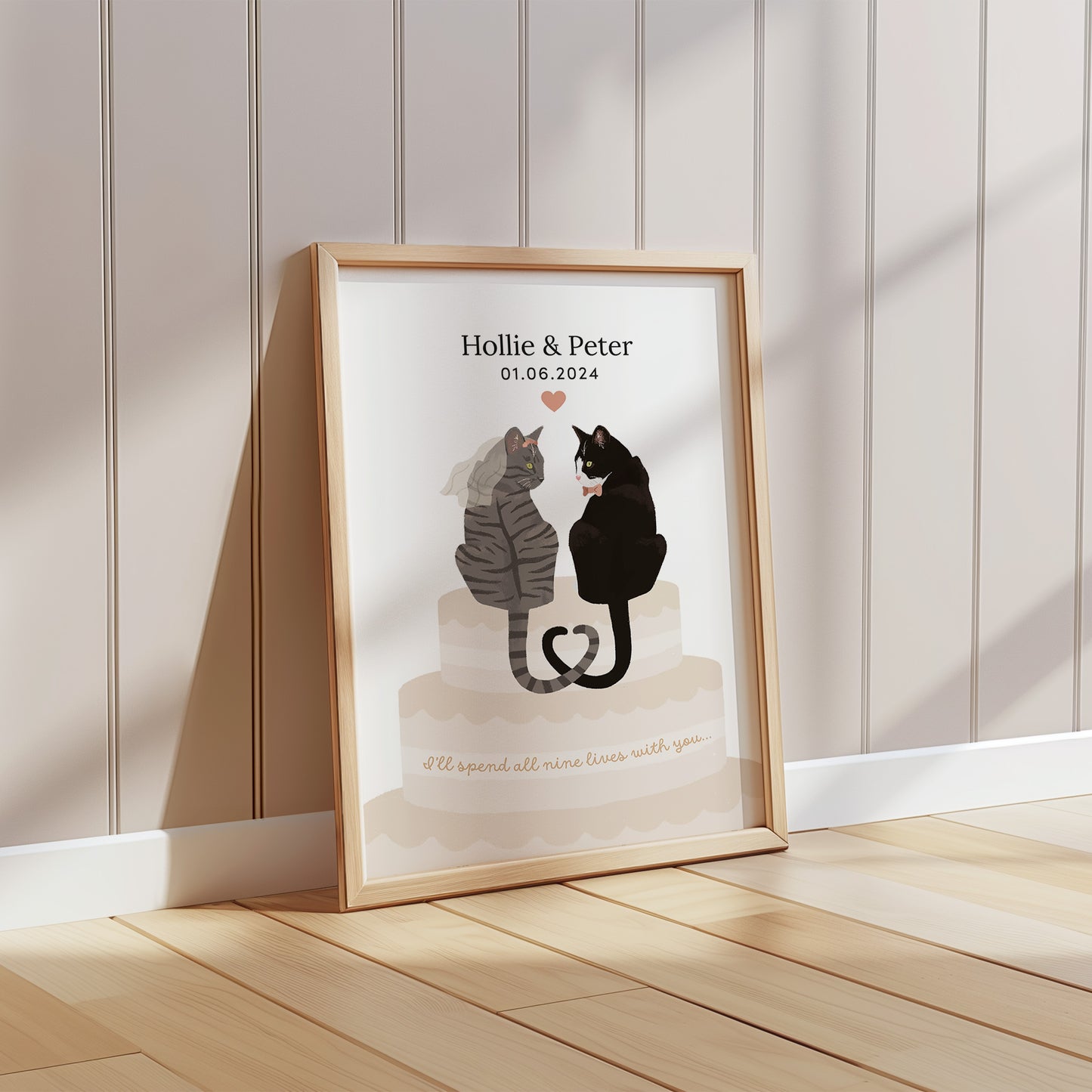 Personalised Wedding Cat Print (unframed)