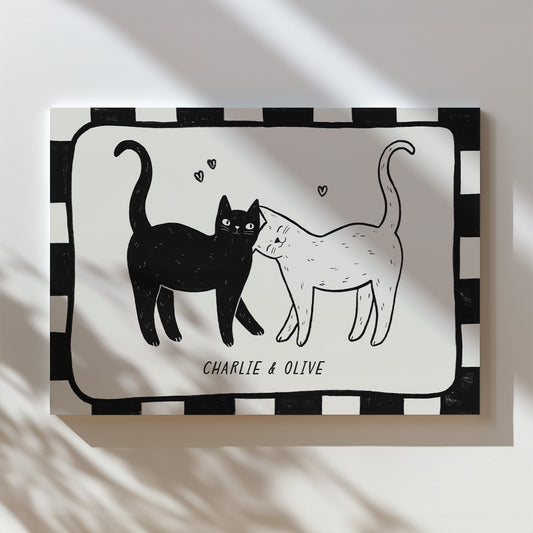 Checkerboard Custom Cat Name Print