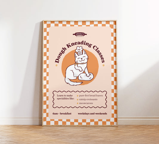 Dough Kneading Classes Cat Poster (unframed)