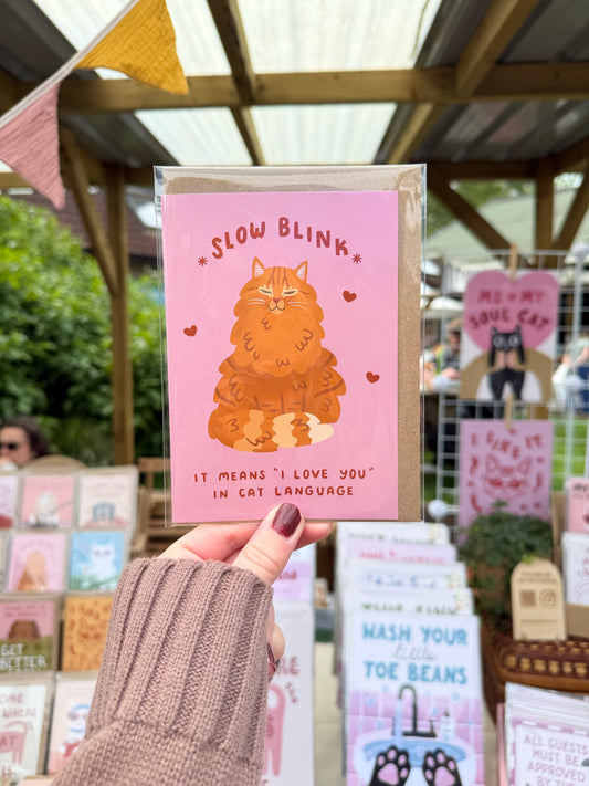 Slow Blink I Love You Cat Card