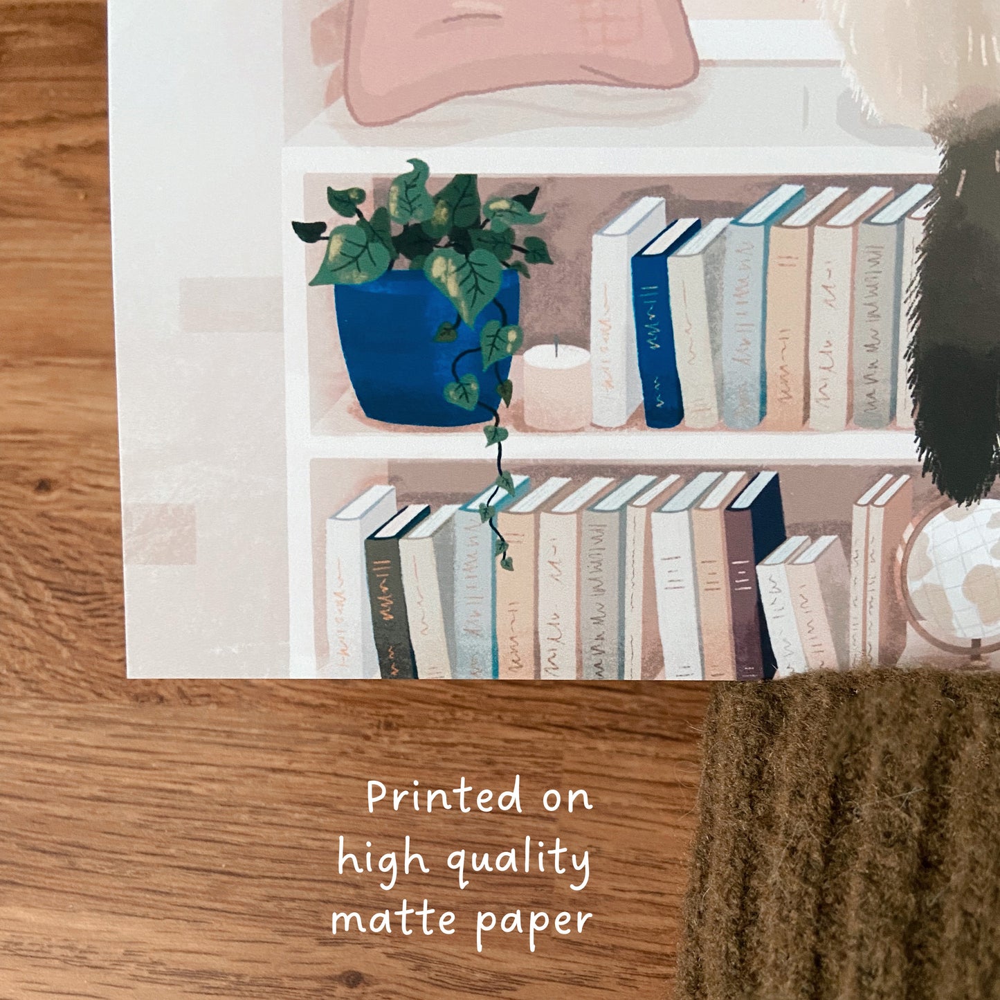 Personalised Cats Sitting on a Bookcase Watching out the Window Print (unframed)