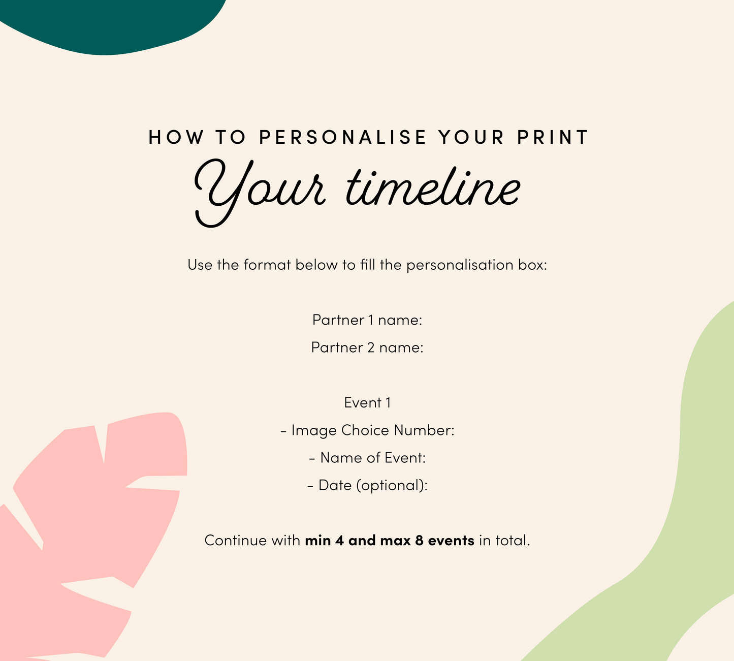 Personalised Love Story Timeline Print (unframed)