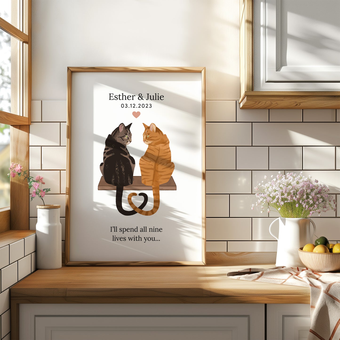 Personalised Wedding Cat Print (unframed)