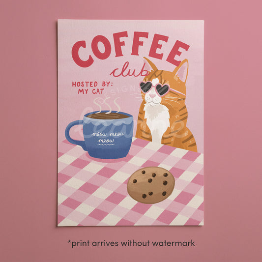 Cat Coffee Club Print