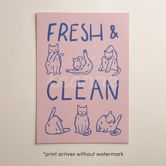 Fresh & Clean Cat Bathroom Print