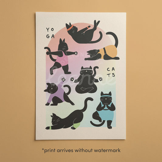 Minimalist Cat Yoga Art Print (unframed)