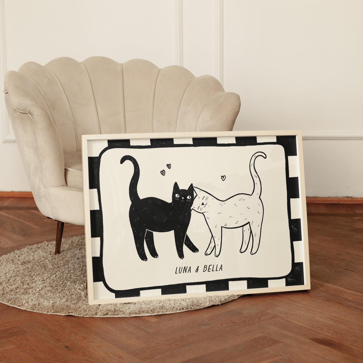 Checkerboard Custom Cat Name Print