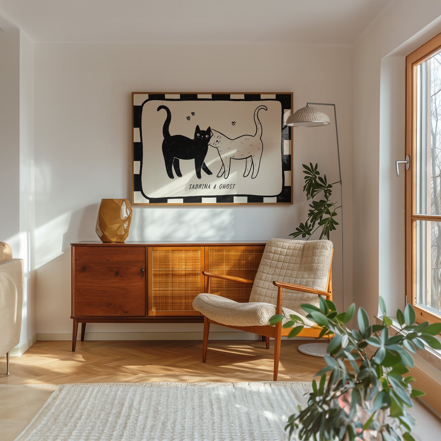 Checkerboard Custom Cat Name Print