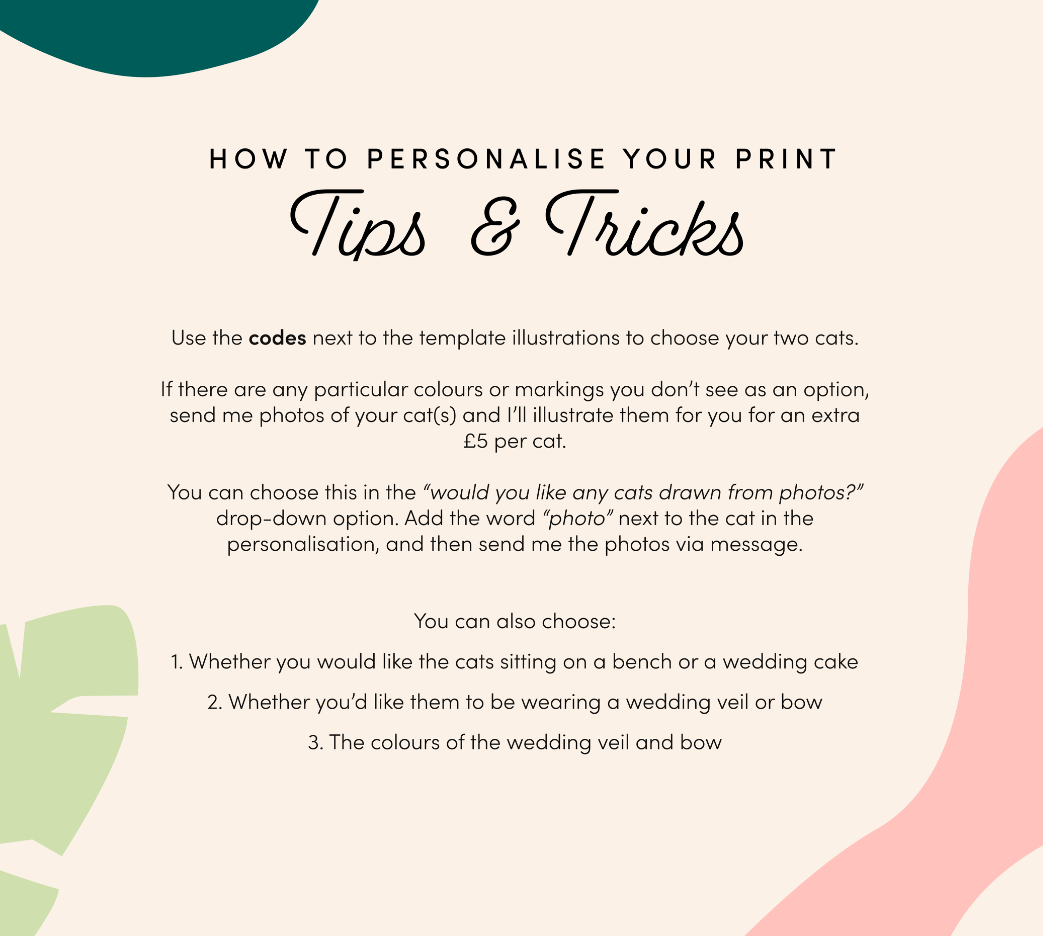 Personalised Wedding Cat Print (unframed)