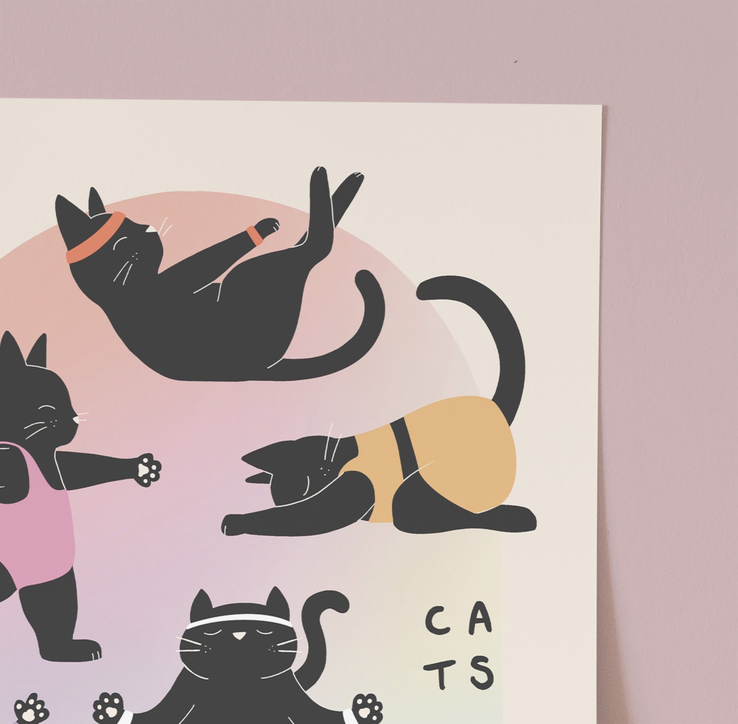 Minimalist Cat Yoga Art Print (unframed)