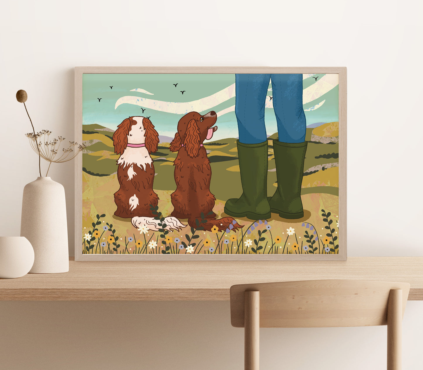 Personalised Dogs in the Countryside Print (unframed)