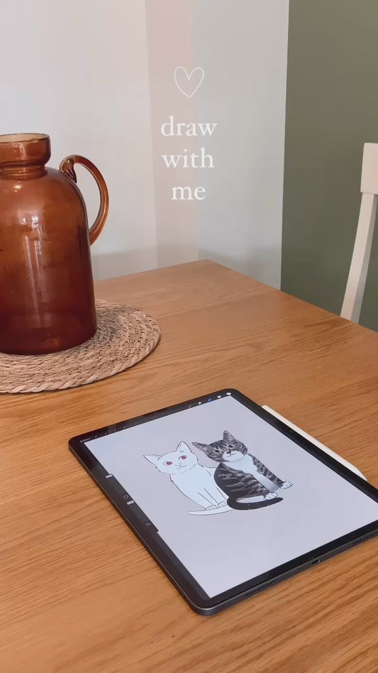 Customised Pet Portrait Print, Hand-illustrated from Photos (unframed)