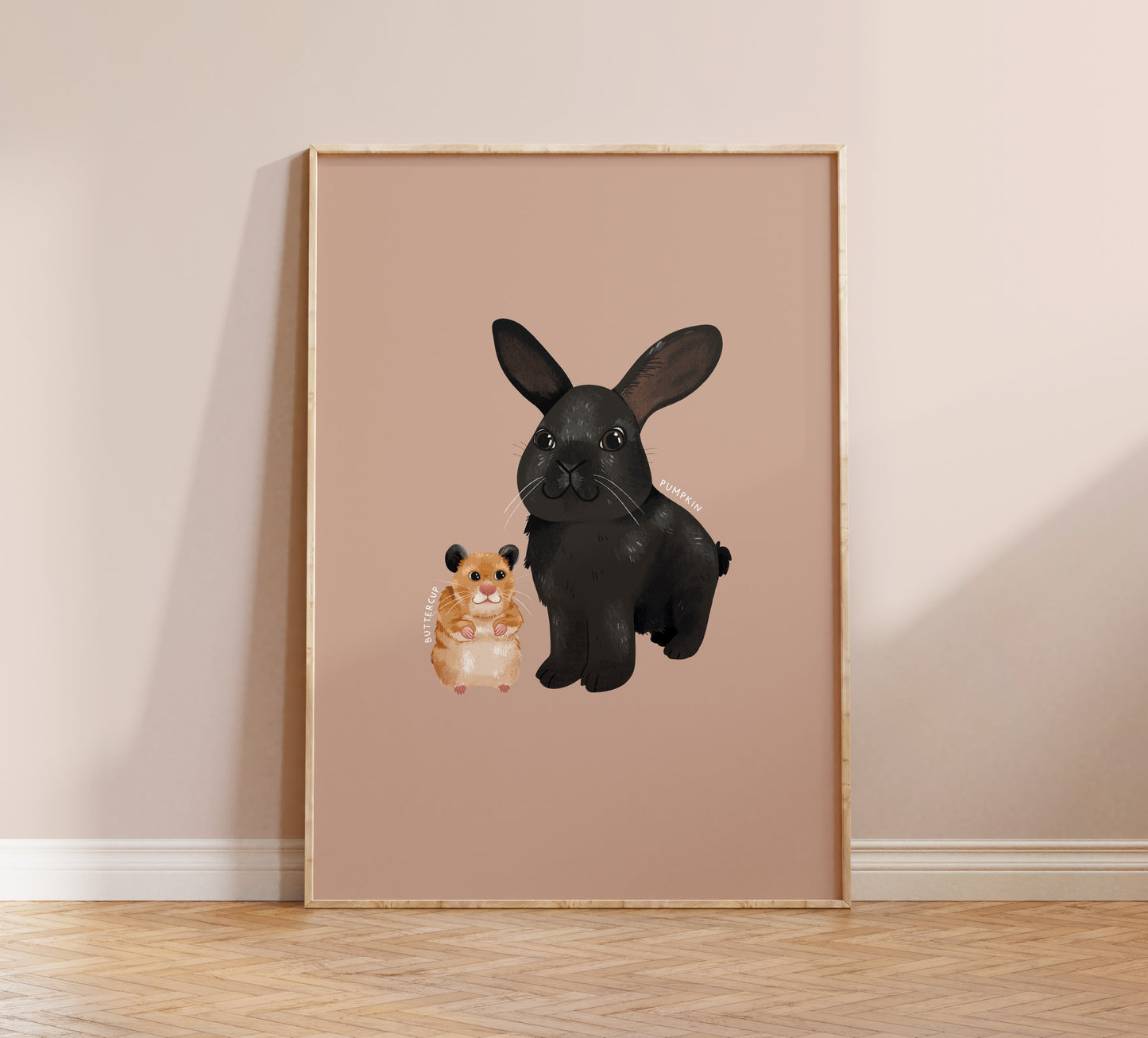 Customised Pet Portrait Print, Hand-illustrated from Photos (unframed)