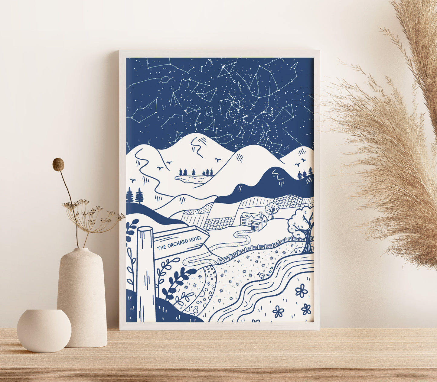 Personalised First Date Star Map Illustrated Print (unframed)