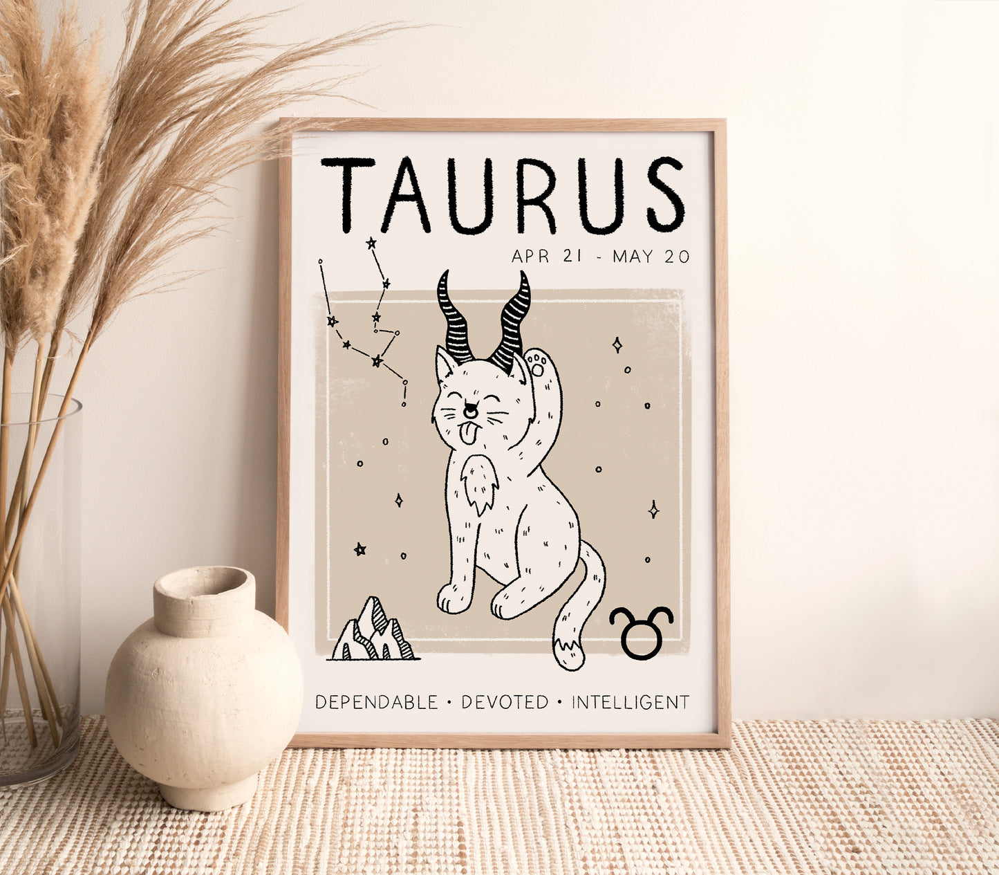 Taurus Cat Zodiac Star Sign Print (unframed)