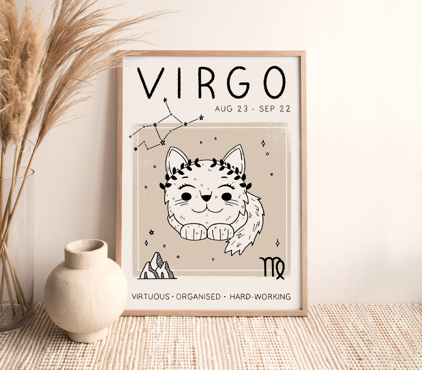 Virgo Cat Zodiac Star Sign Print (unframed)