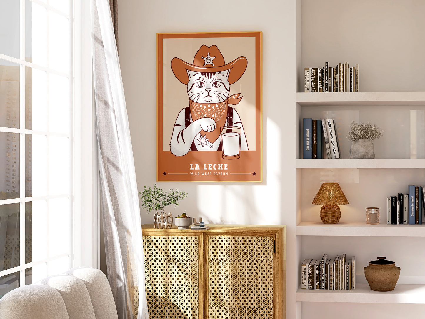 Minimalist Cowboy Sheriff Cat Poster (unframed)
