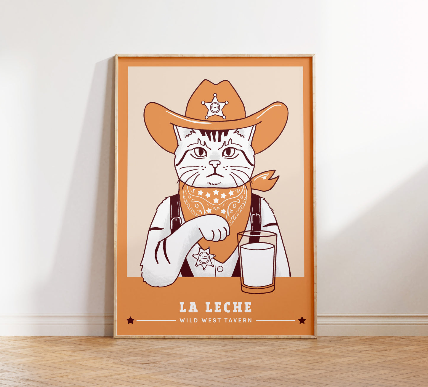 Minimalist Cowboy Sheriff Cat Poster (unframed)
