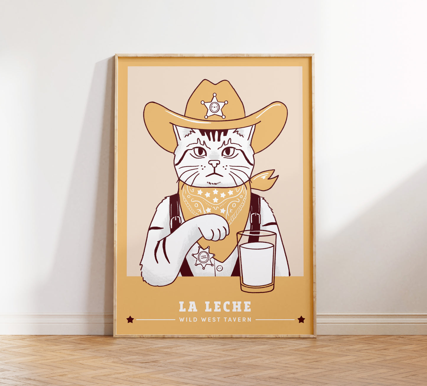 Minimalist Cowboy Sheriff Cat Poster (unframed)
