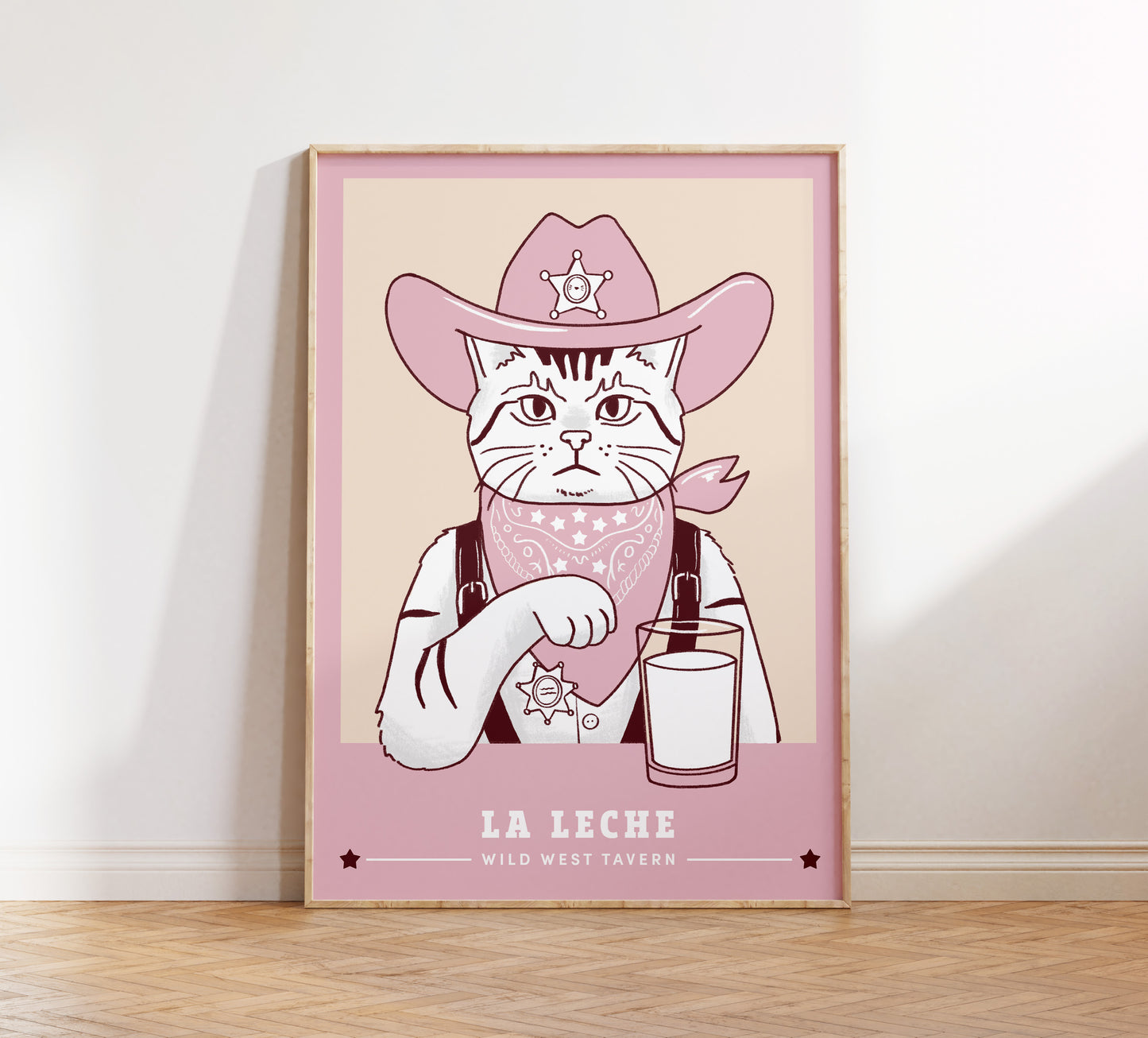 Minimalist Cowboy Sheriff Cat Poster (unframed)