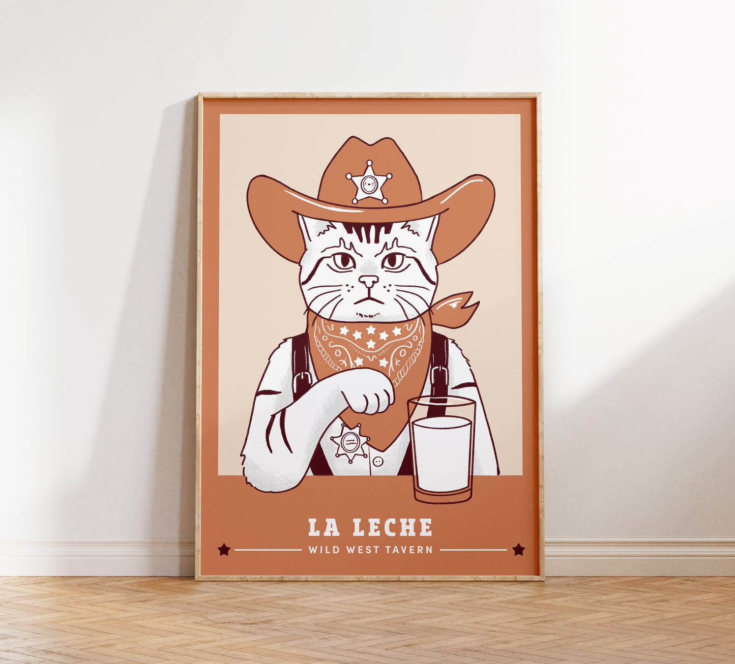 Minimalist Cowboy Sheriff Cat Poster (unframed)