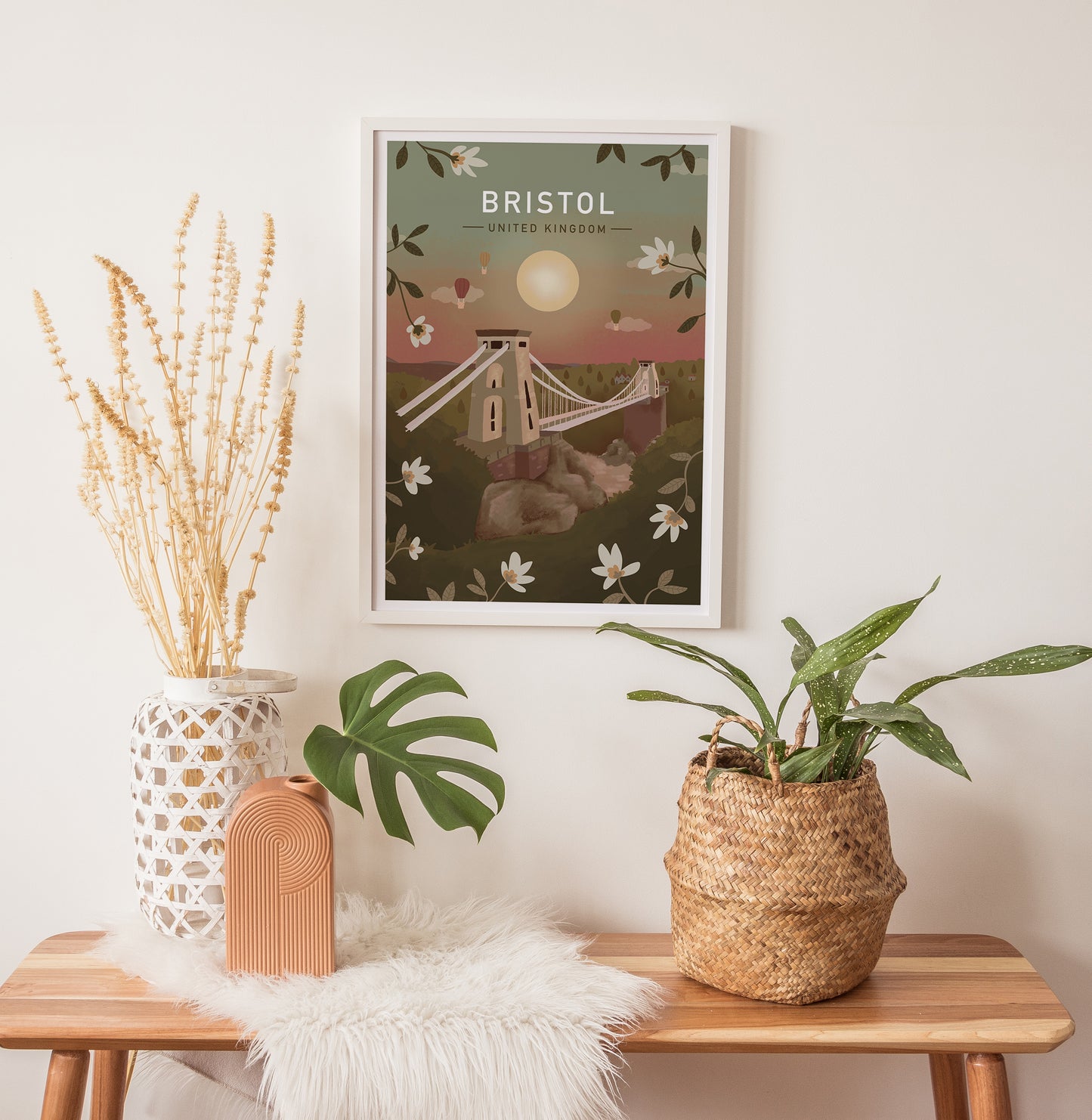 Bristol Sunset Illustrated Retro Travel Print (unframed)