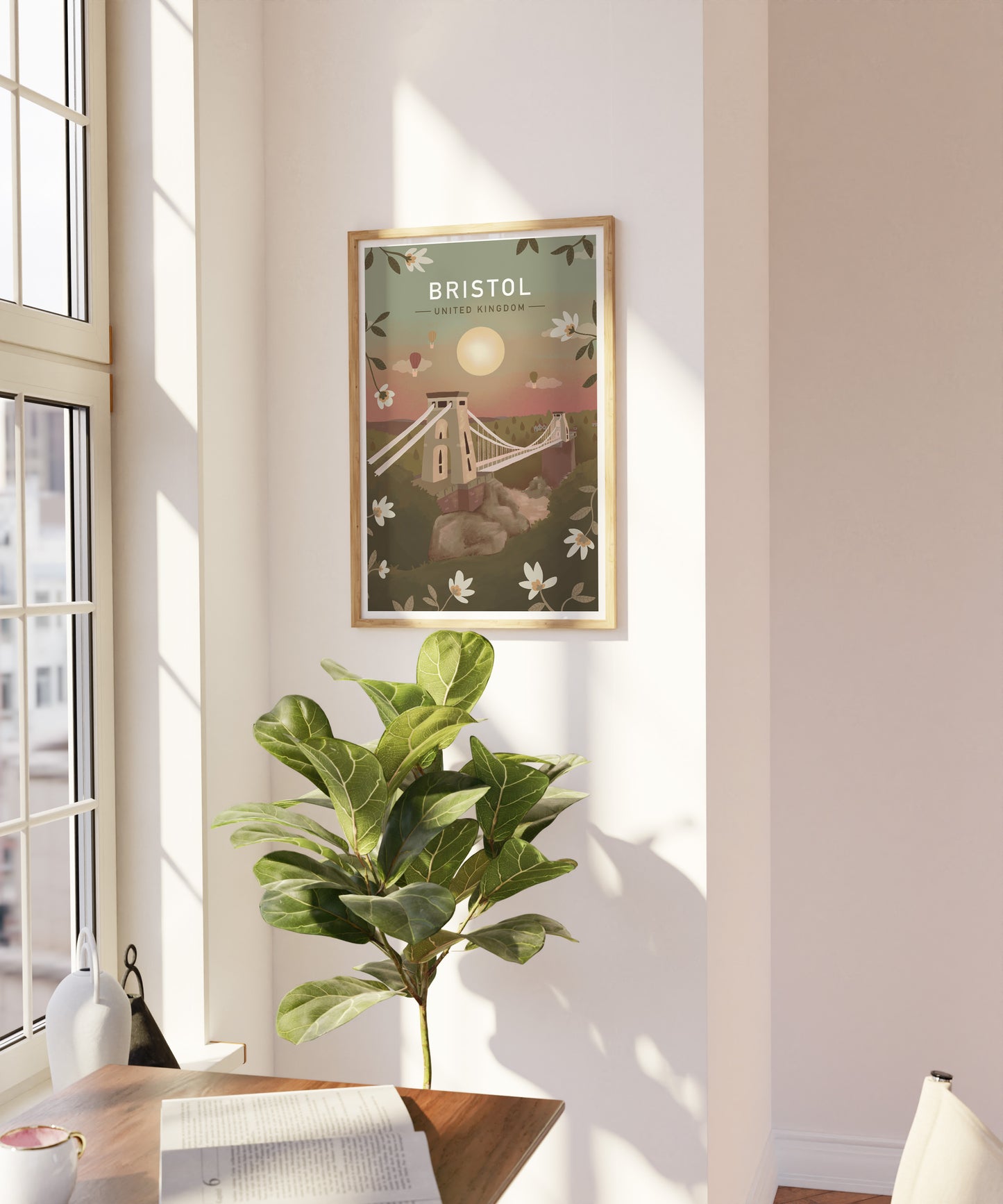 Bristol Sunset Illustrated Retro Travel Print (unframed)