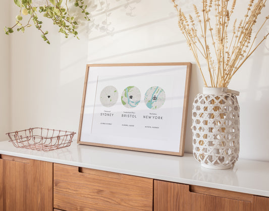 Personalised Special Places Map Print (unframed)