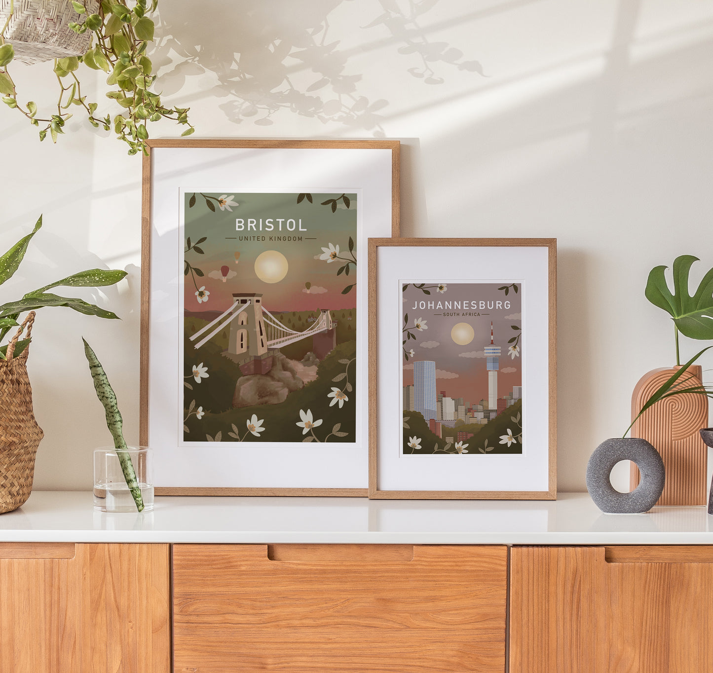 Johannesburg Sunset Illustrated Retro Travel Print (unframed)