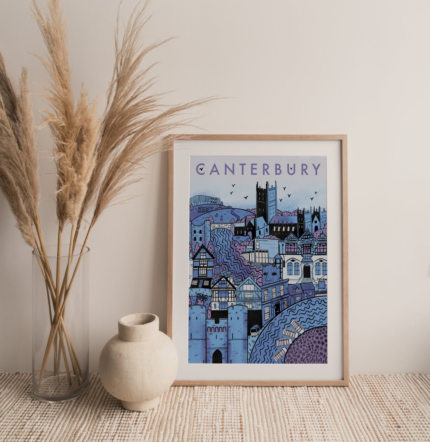 Canterbury Illustrated Print, (unframed)