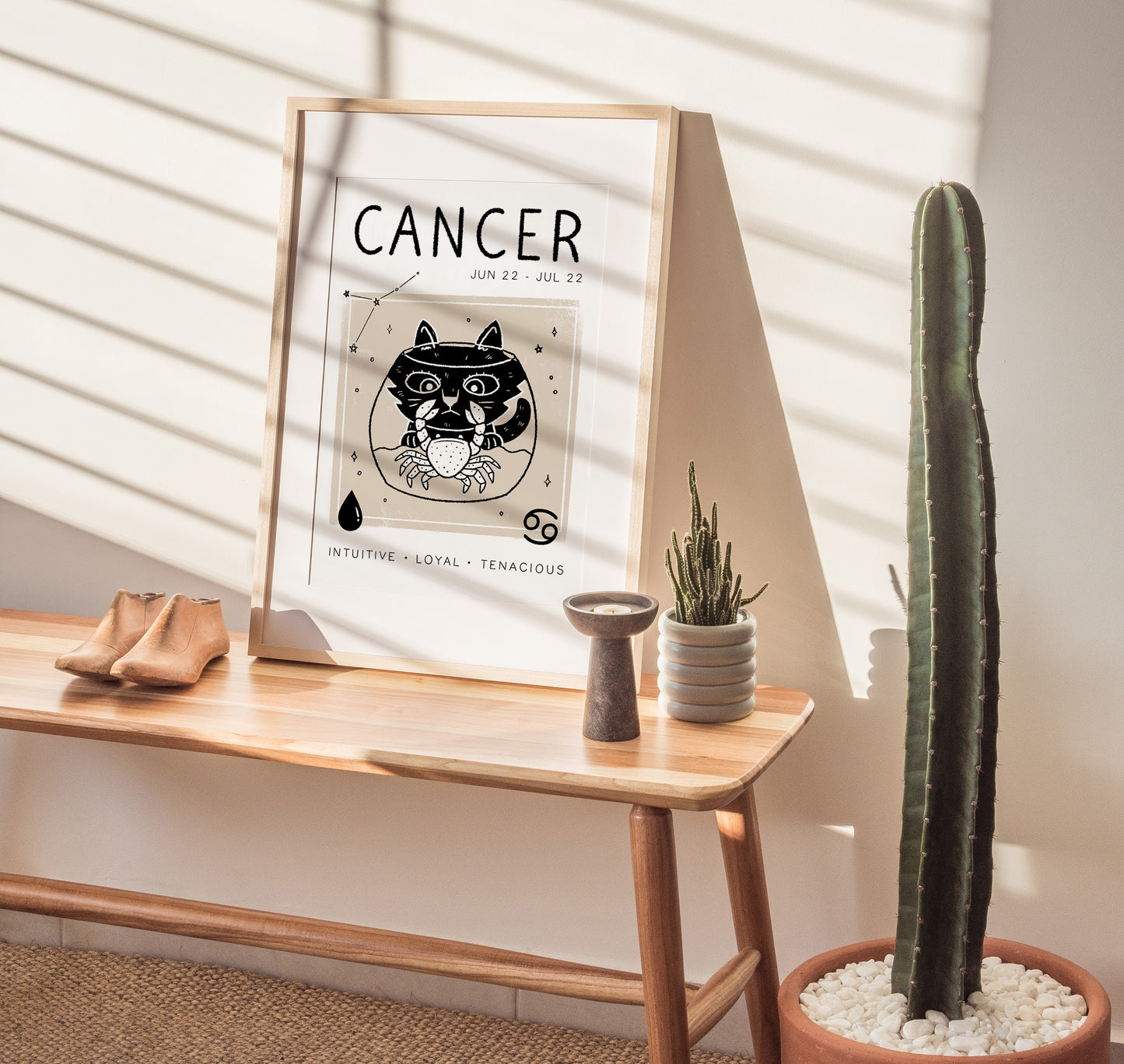 Cancer Cat Zodiac Star Sign Print (unframed)