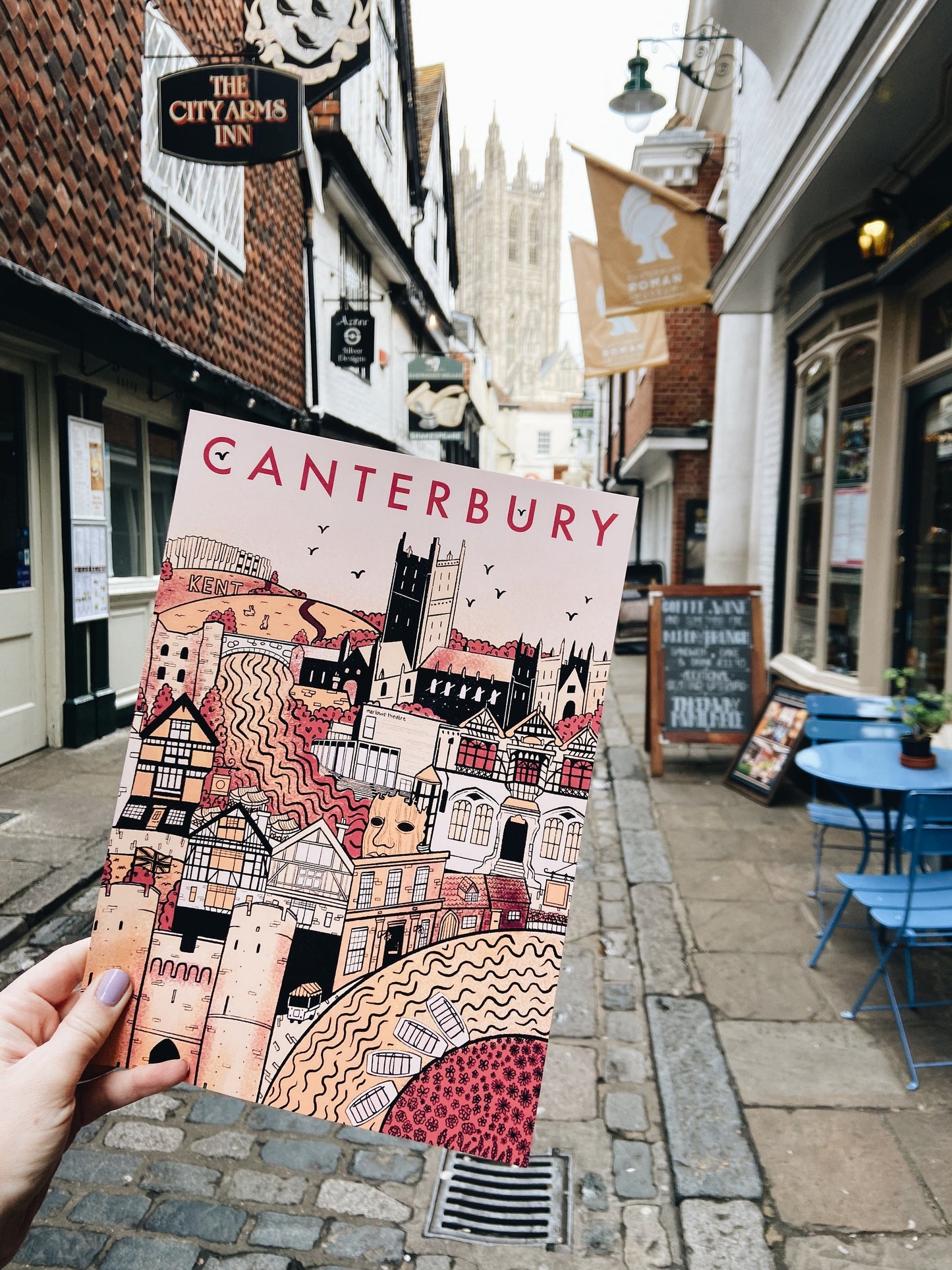 Canterbury Illustrated Print, (unframed)