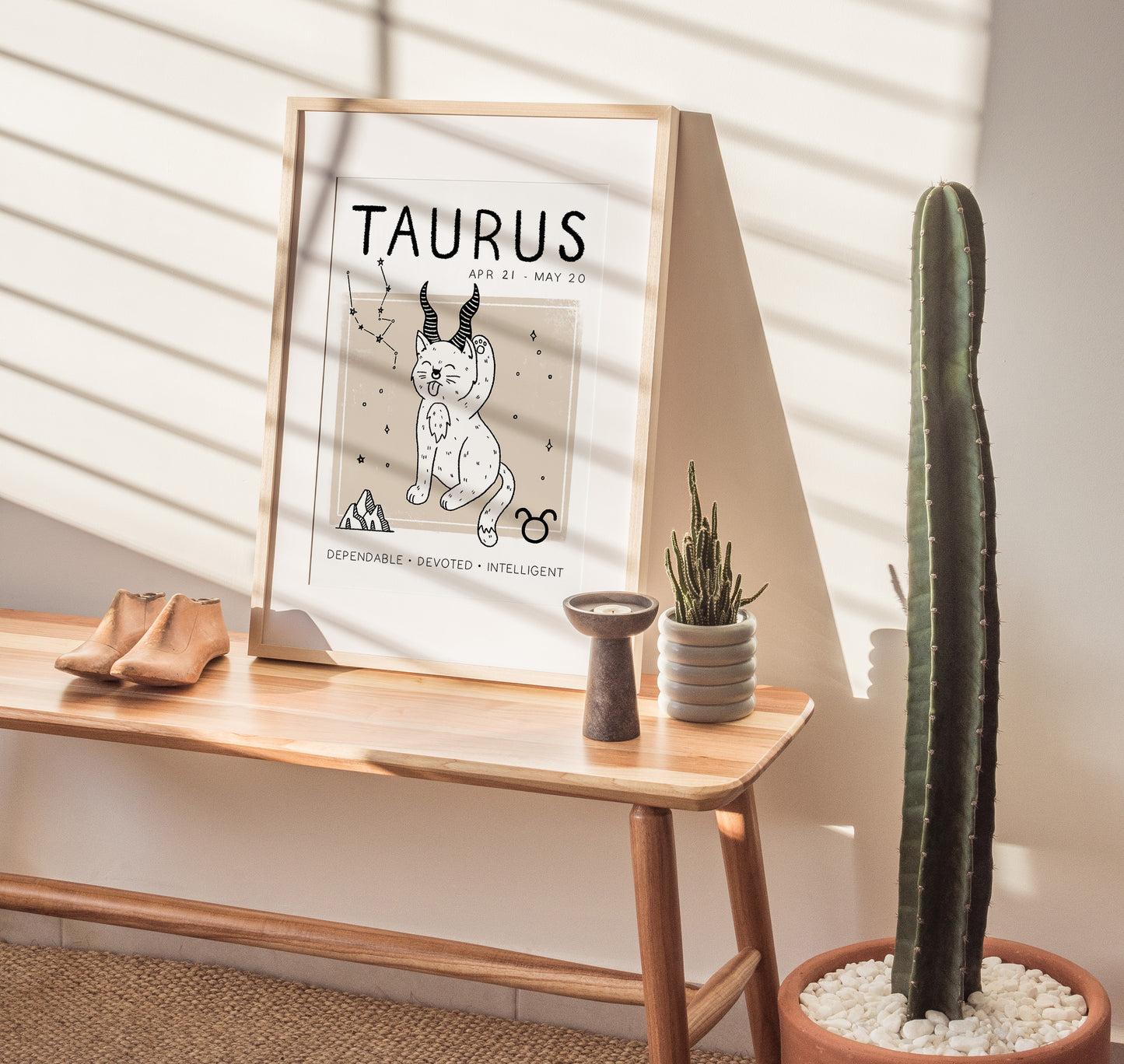 Taurus Cat Zodiac Star Sign Print (unframed)