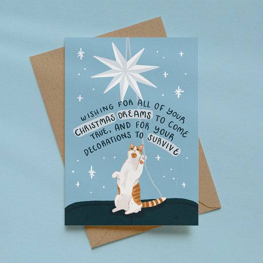 Christmas Dreams Cat Greetings Card