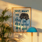 Framed “Just Want to Stay in Bed with My Dog” print in blue-and-white stripes