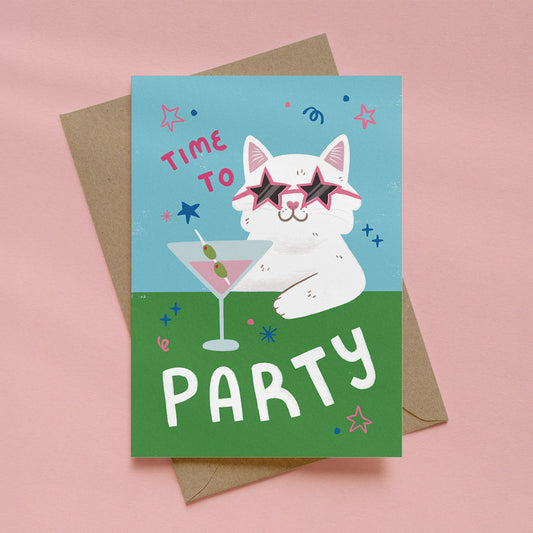 Time To Party Cat Card