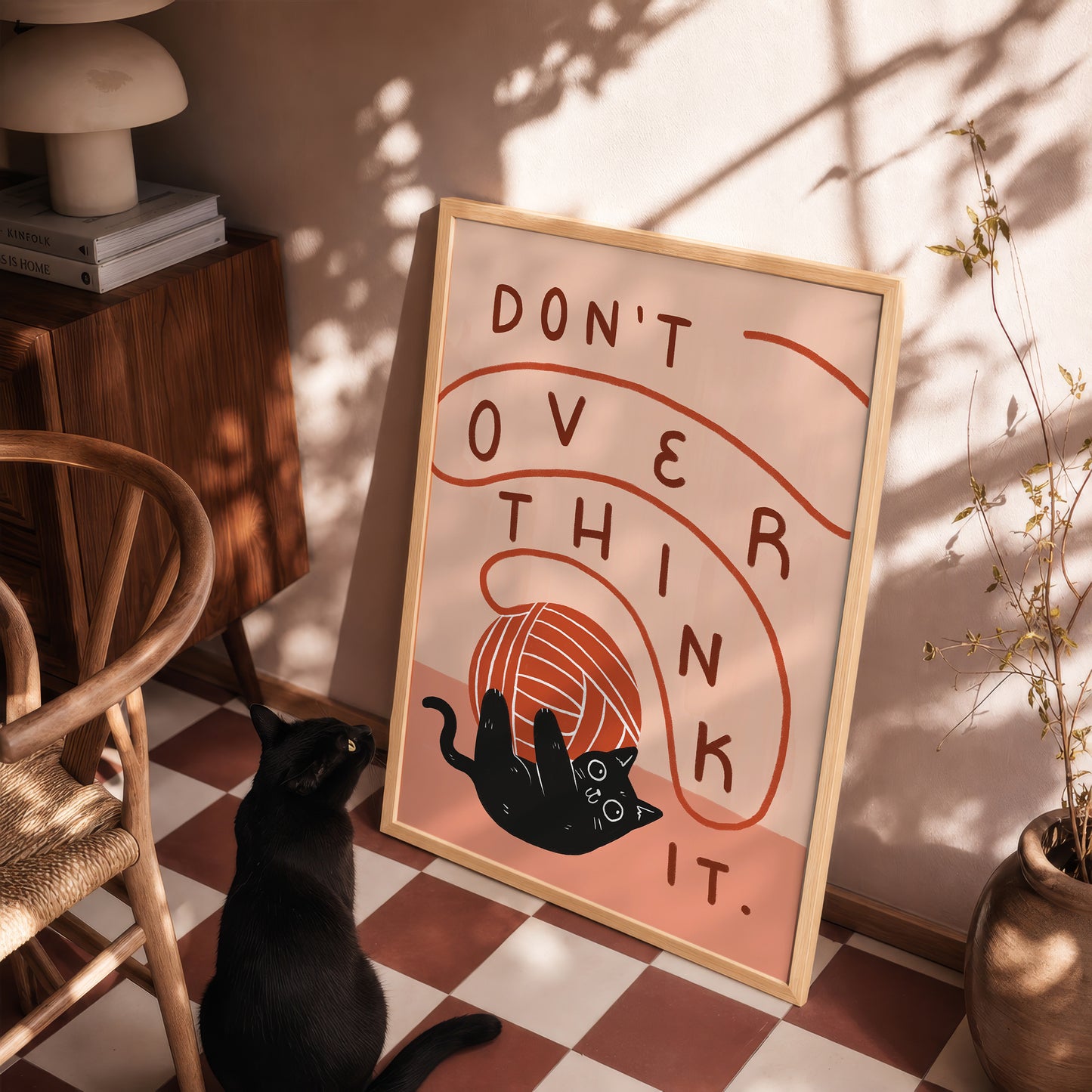 Don't Overthink It Cat Home Office Print, Unframed