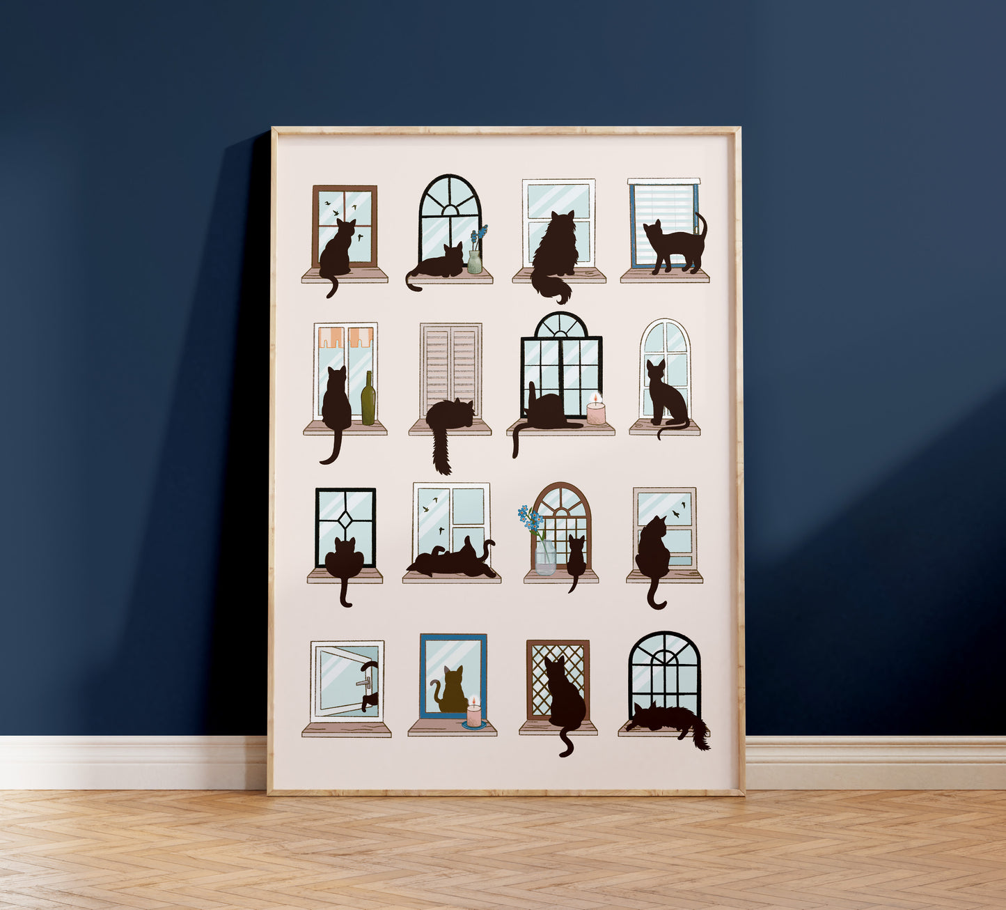 Cats at Windows Collage Print (unframed)
