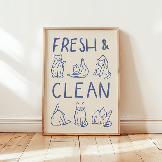 Fresh & Clean Cat Bathroom Print