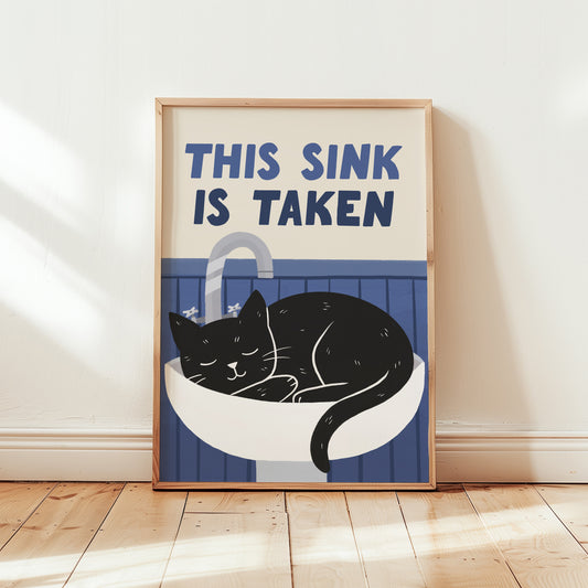 This Sink is Taken Cat Bathroom Print